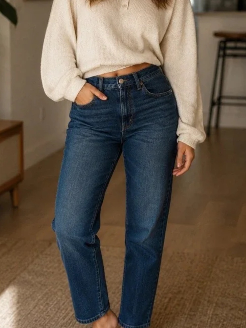 Gap Best Girlfriend Jeans 1969 Straight-Leg Jeans in Dark Blue Size 31
